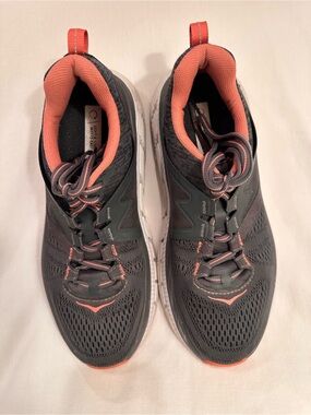 Hoka Gaviota 2 Women's Gray and Coral Athletic Running Shoes